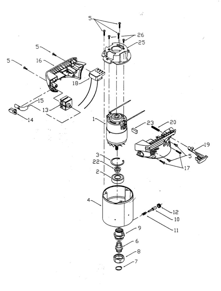 Cabinet 1 Diagram and Parts List for 1001TY1  Porter Cable Router